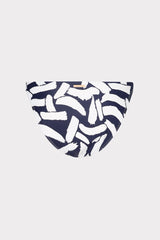 Margot Italian Graphic Brushstroke Bikini Bottom - Navy/Ecru