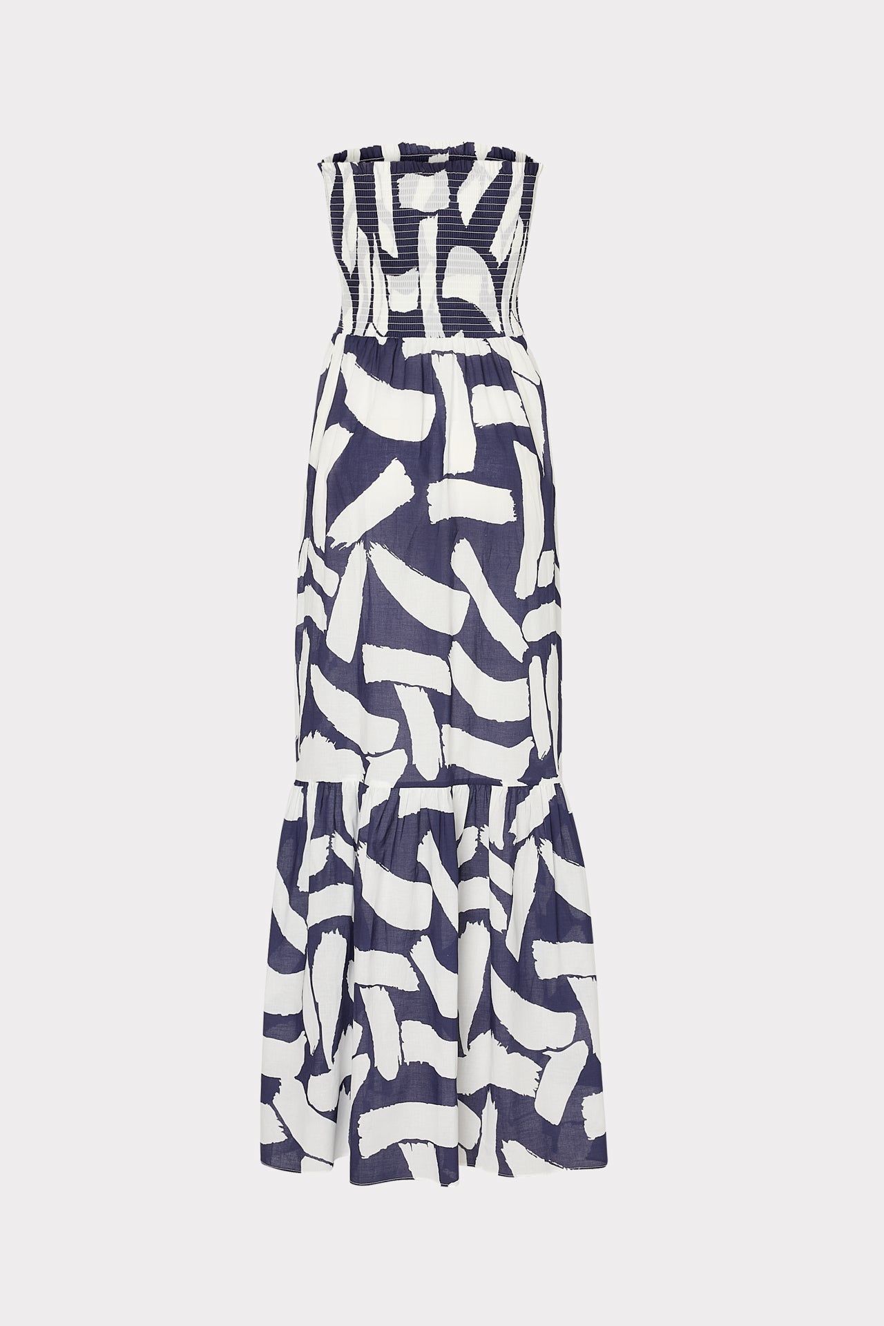 Olen Graphic Brushstroke Strapless Maxi Dress - Navy/Ecru