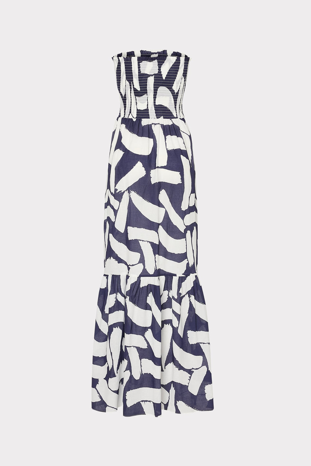 Olen Graphic Brushstroke Strapless Maxi Dress - Navy/Ecru