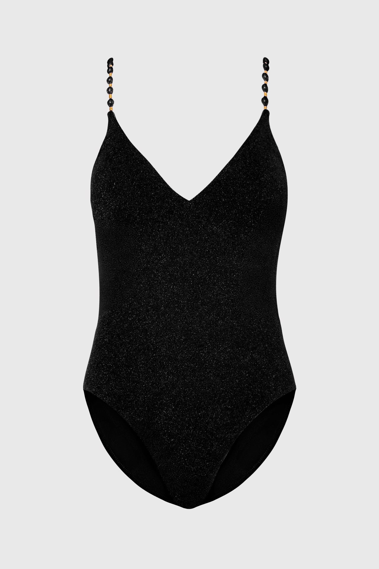 Cannes Beaded Strap One Piece - Black/Gold
