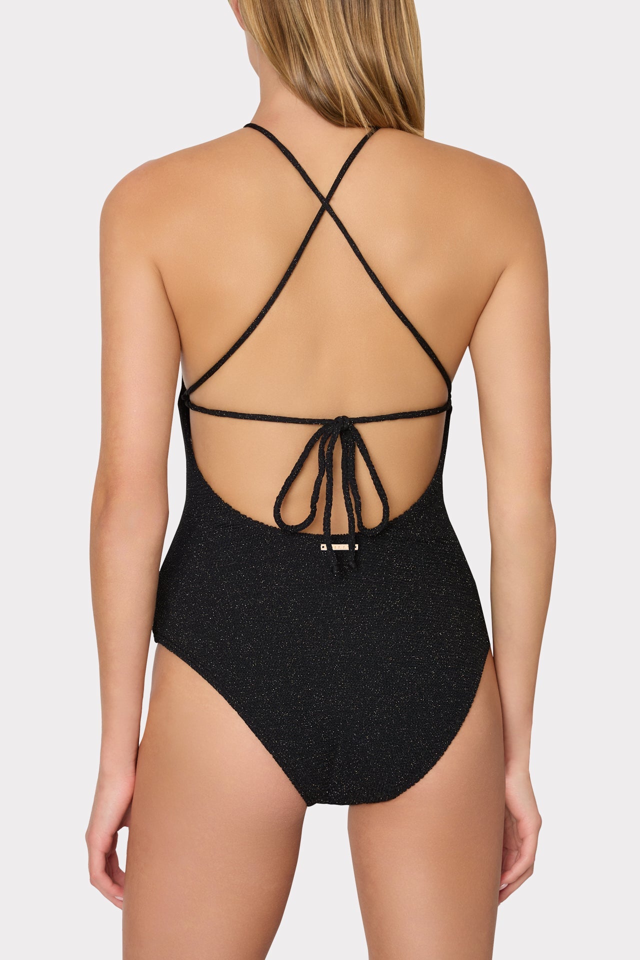 Cannes Beaded Strap One Piece - Black/Gold
