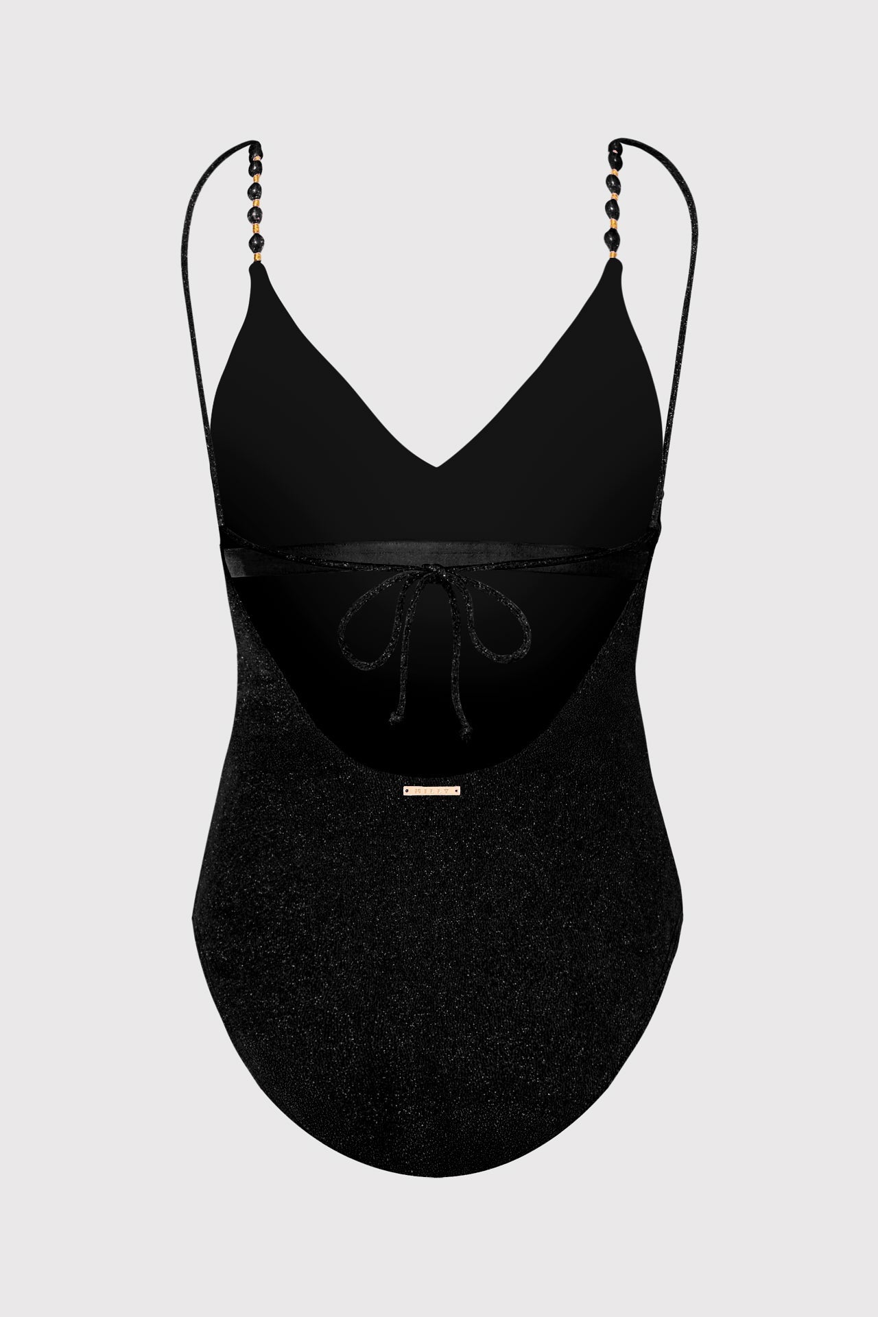 Cannes Beaded Strap One Piece - Black/Gold