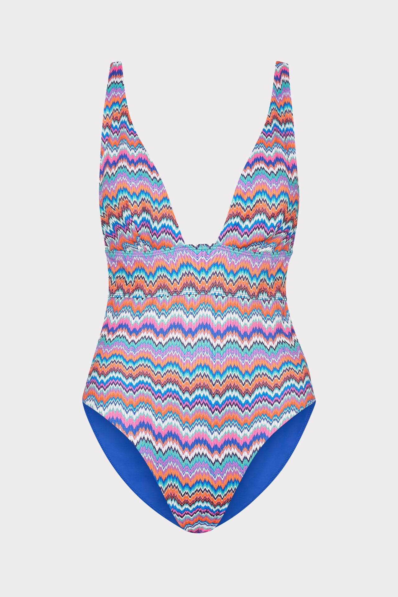 Ana Barcelona Metallic Chevron One Piece - Blue Multi