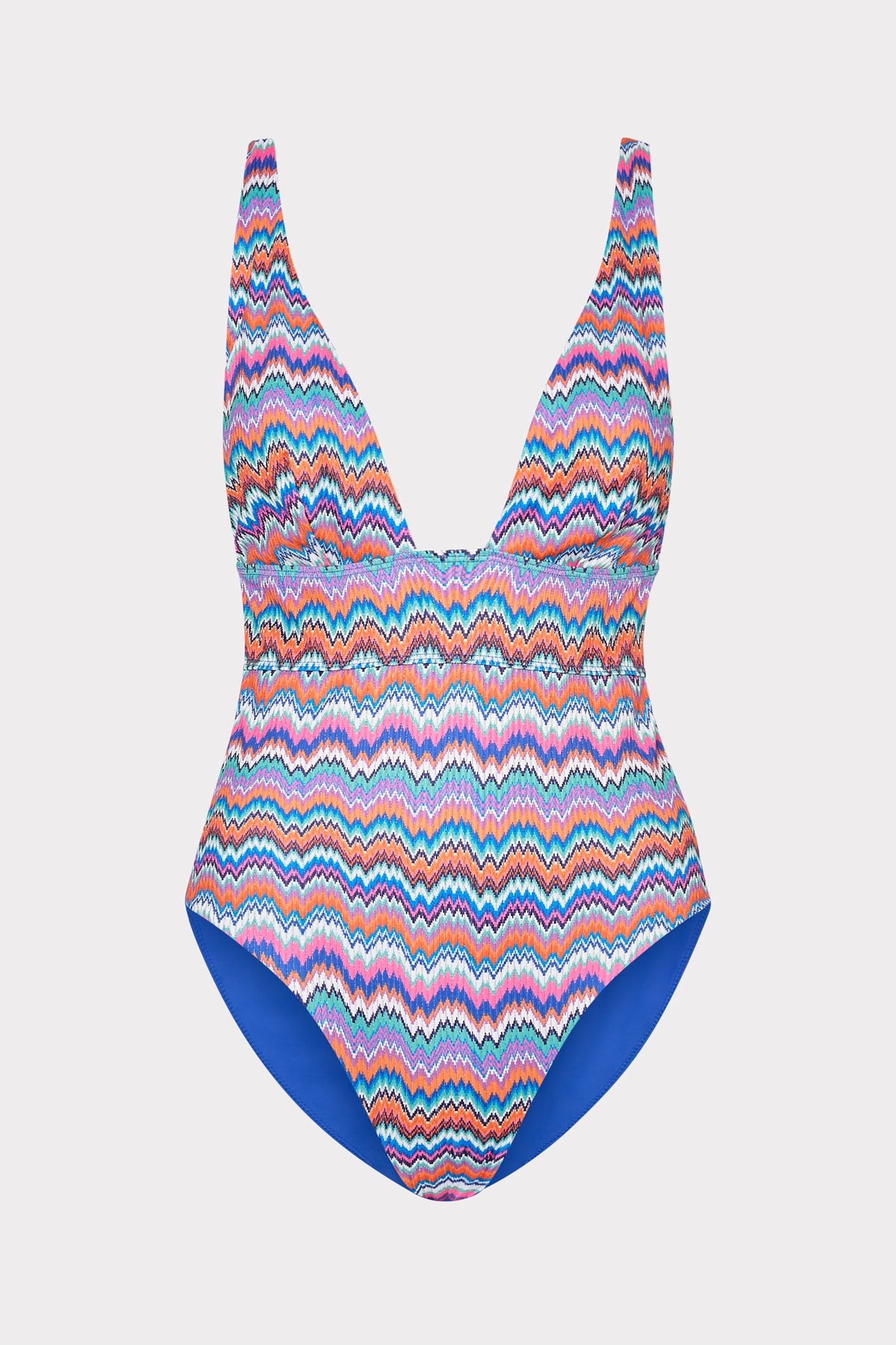 Ana Barcelona Metallic Chevron One Piece - Blue Multi