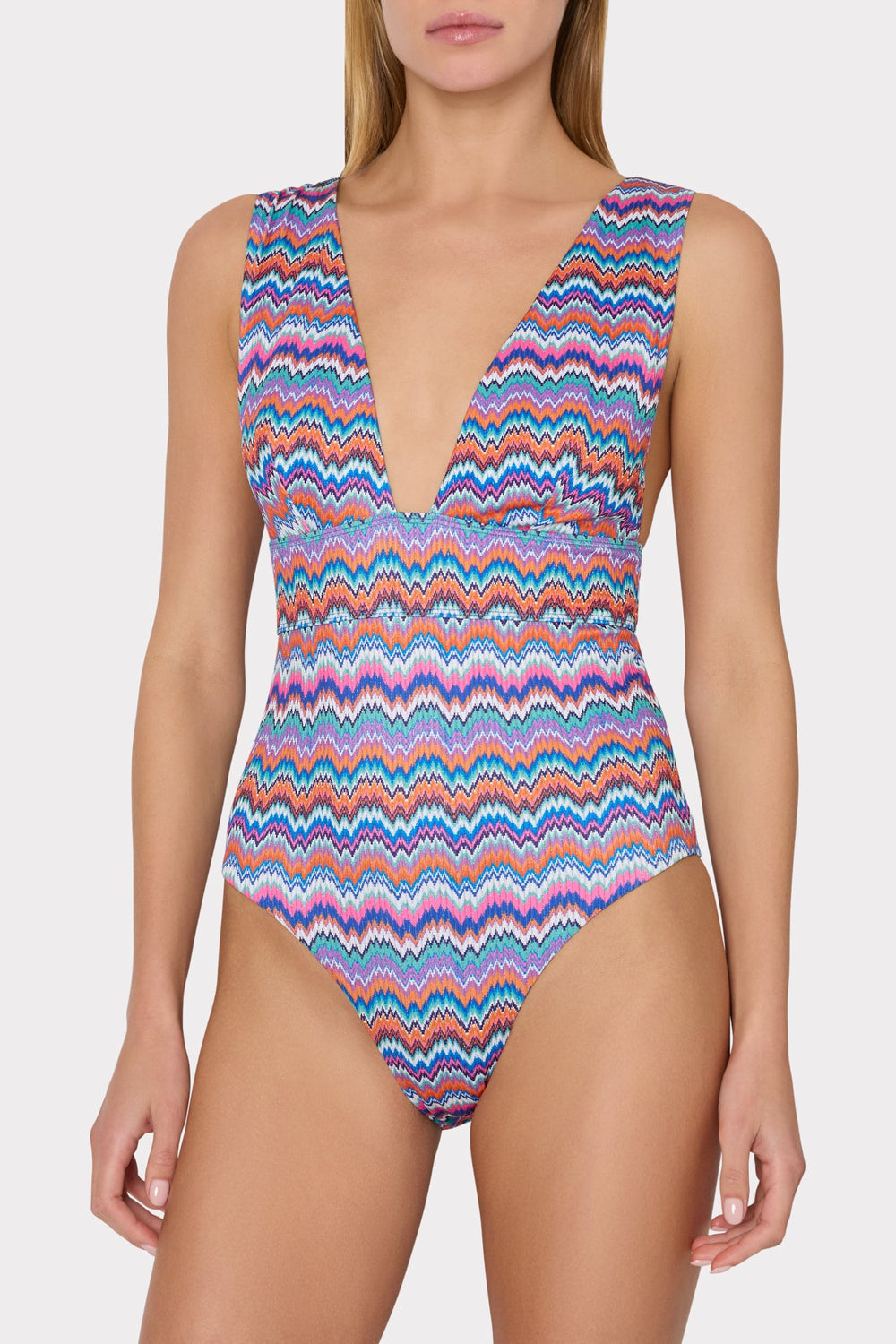 Ana Barcelona Metallic Chevron One Piece - Blue Multi