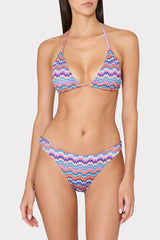 Barcelona Metallic Chevron Triangle Bikini Top - Blue Multi