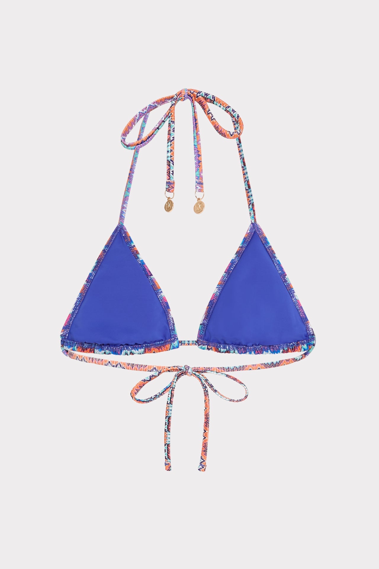 Barcelona Metallic Chevron Triangle Bikini Top - Blue Multi