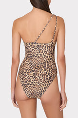 Leopard One Shoulder One Piece - Multi