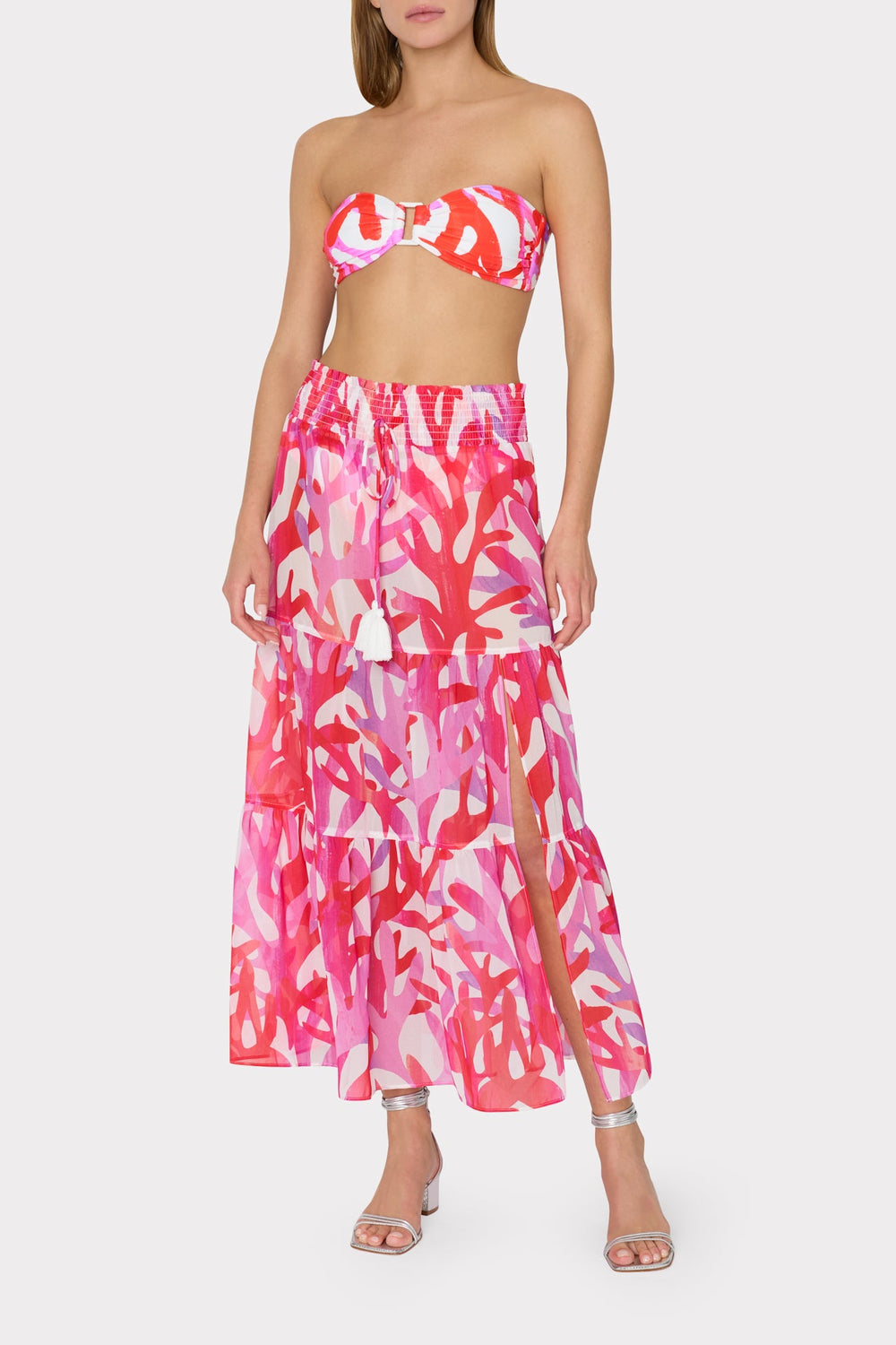 Jem Under The Sea Tiered Chiffon Skirt - Pink Multi