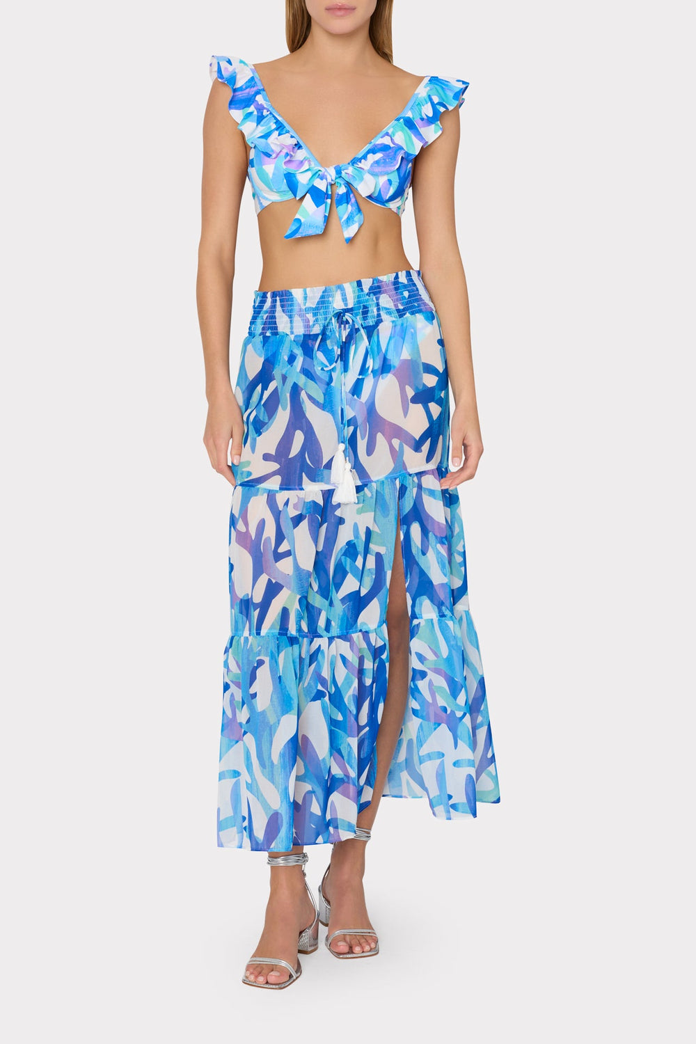 Jem Under The Sea Tiered Chiffon Skirt - Blue Multi
