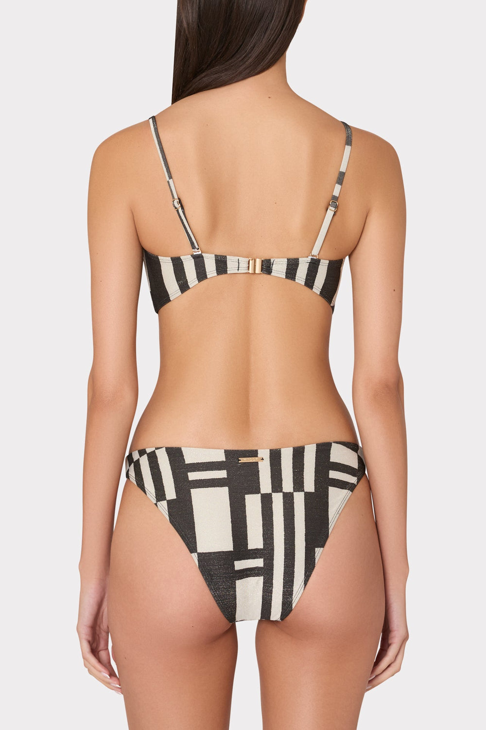 Barcelona Shimmer Puzzle Bandeau Top - Ecru/Black