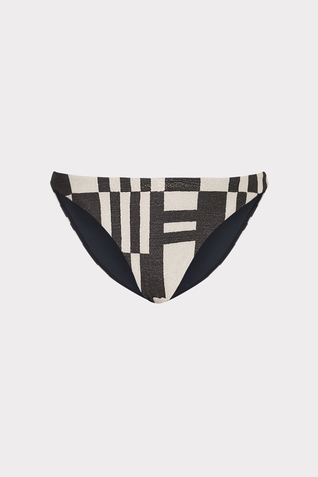 Margot Barcelona Shimmer Puzzle Bikini Bottom - Ecru/Black