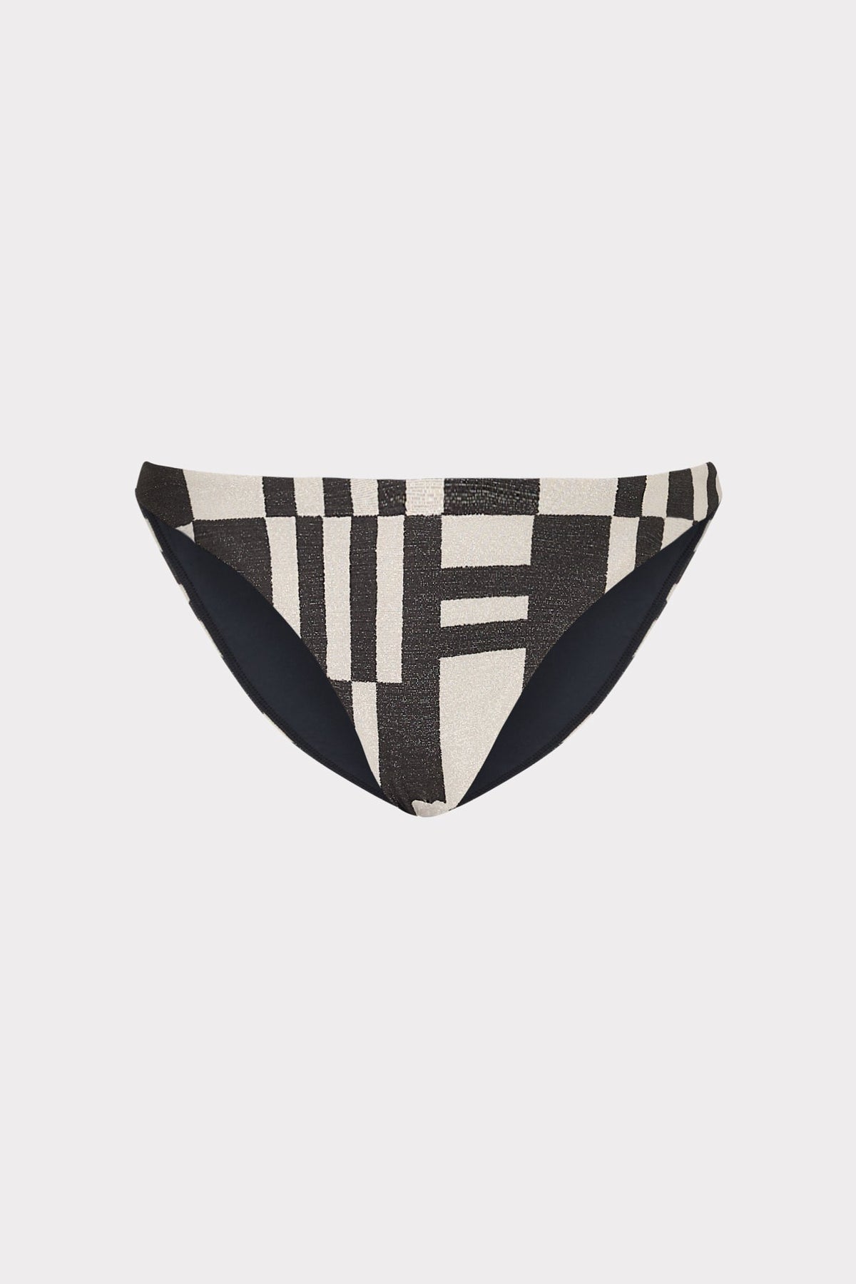 Margot Barcelona Shimmer Puzzle Bikini Bottom - Ecru/Black
