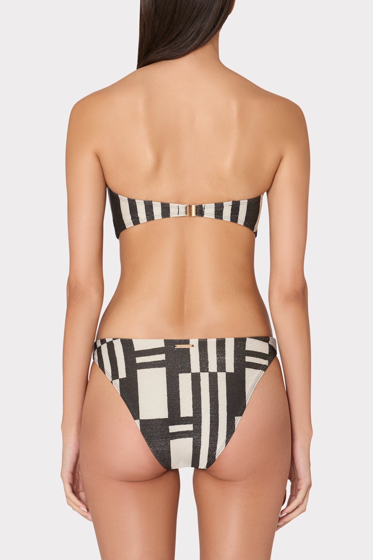Margot Barcelona Shimmer Puzzle Bikini Bottom - Ecru/Black