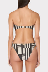 Margot Barcelona Shimmer Puzzle Bikini Bottom - Ecru/Black