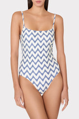 Grace Barcelona Chevron One Piece - White/Blue