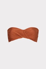 Soleil Gloss Twist Bandeau Top - Copper