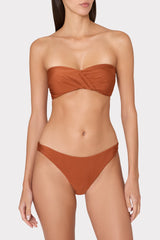 Soleil Gloss Twist Bandeau Top - Copper
