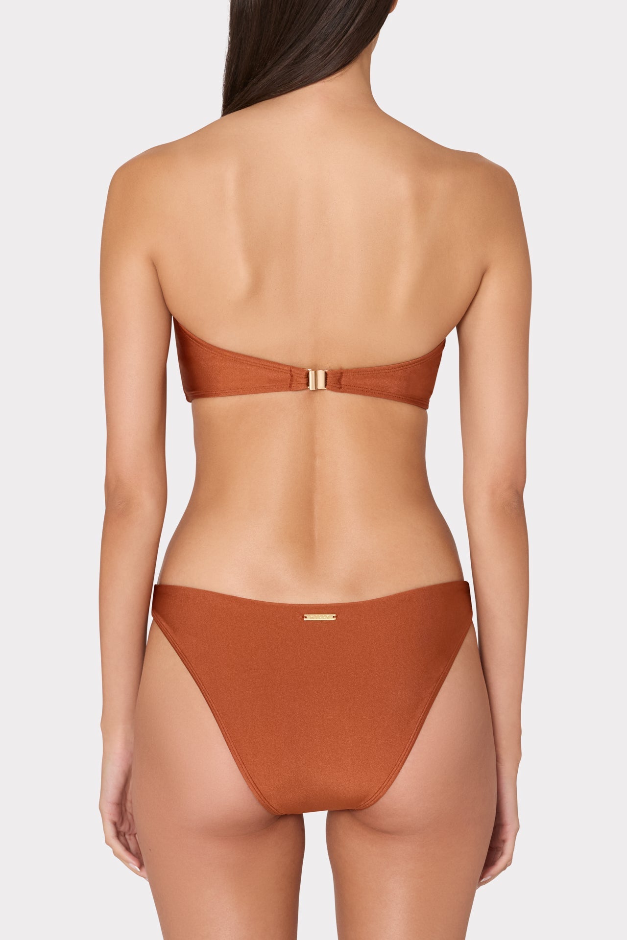 Soleil Gloss Twist Bandeau Top - Copper