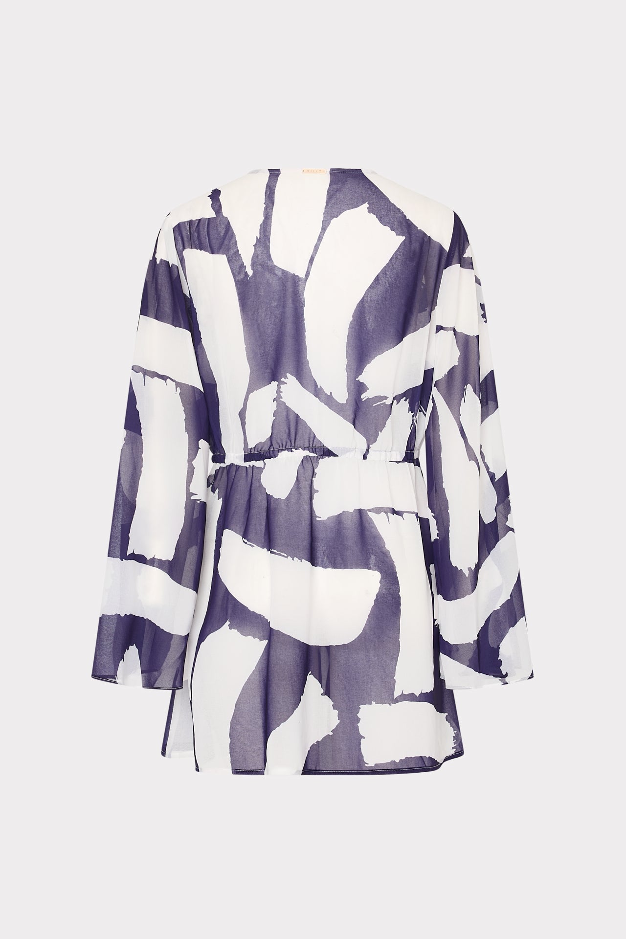 Jessie Graphic Brushstroke Chiffon Cover-Up - Navy/Ecru