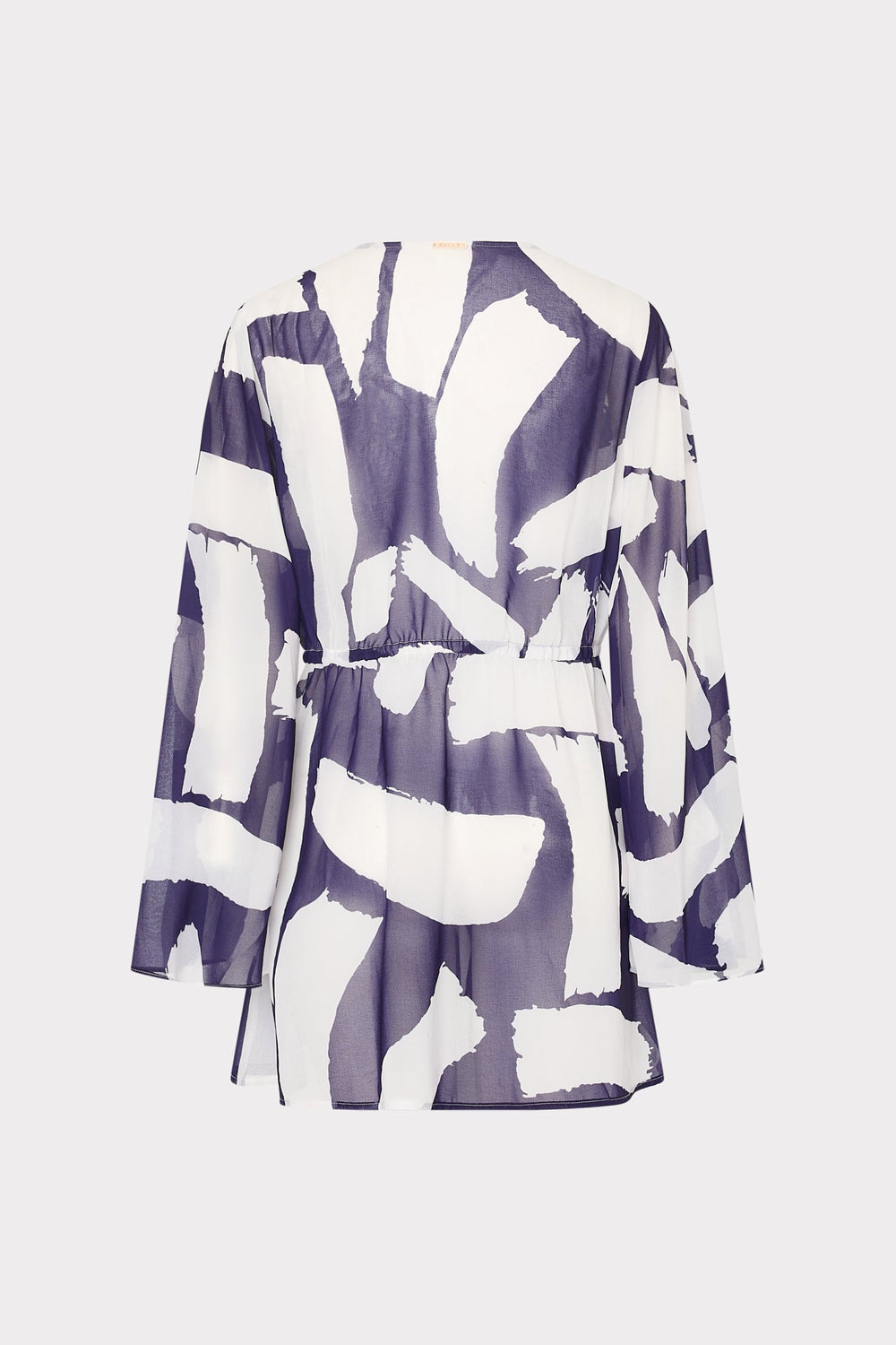 Jessie Graphic Brushstroke Chiffon Cover-Up - Navy/Ecru