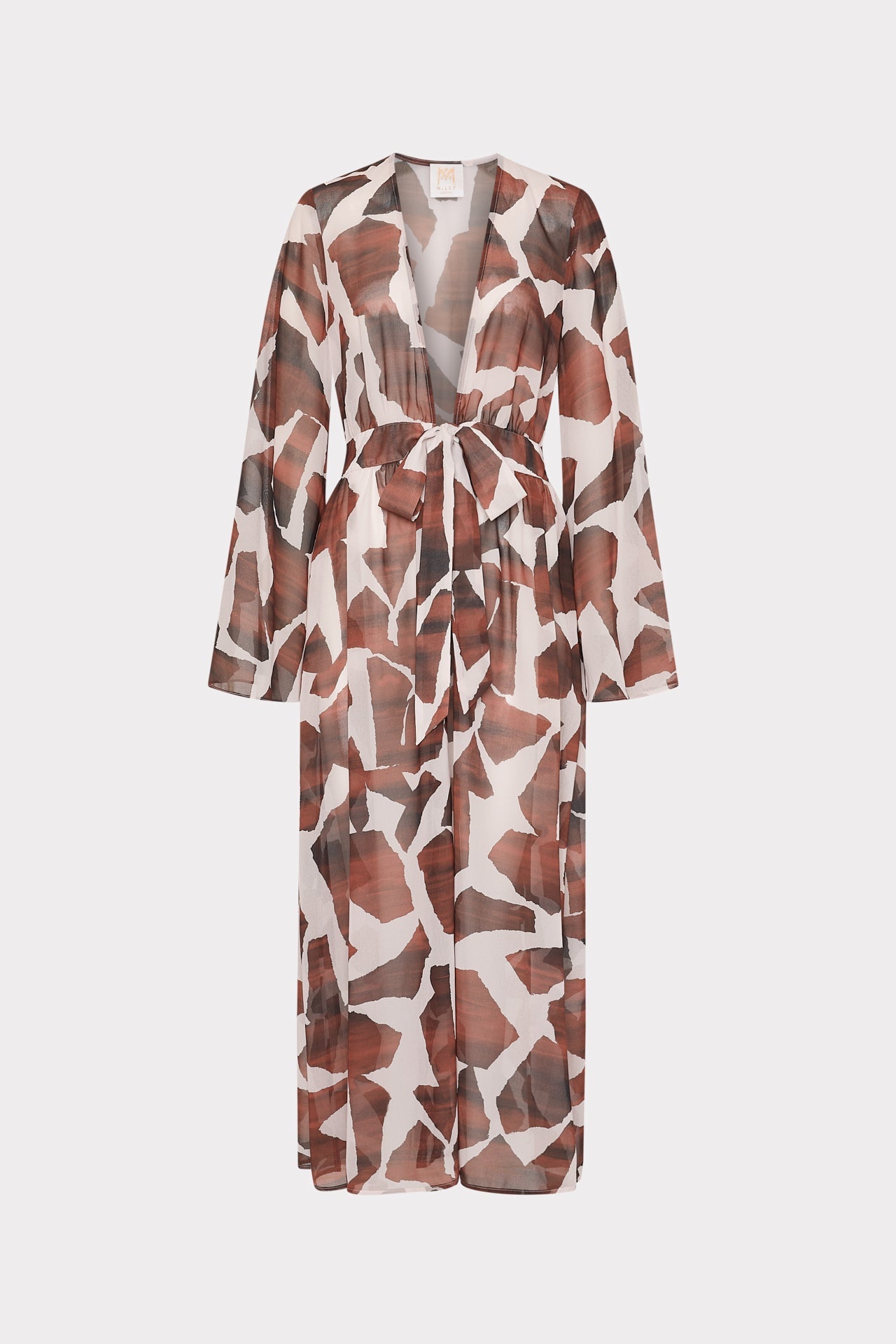 Vince Ocean Puzzle Chiffon Cover-Up Dress - Brown Multi