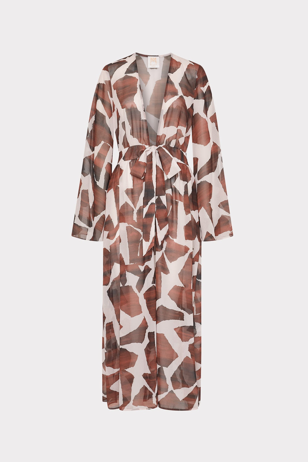 Vince Ocean Puzzle Chiffon Cover-Up Dress - Brown Multi