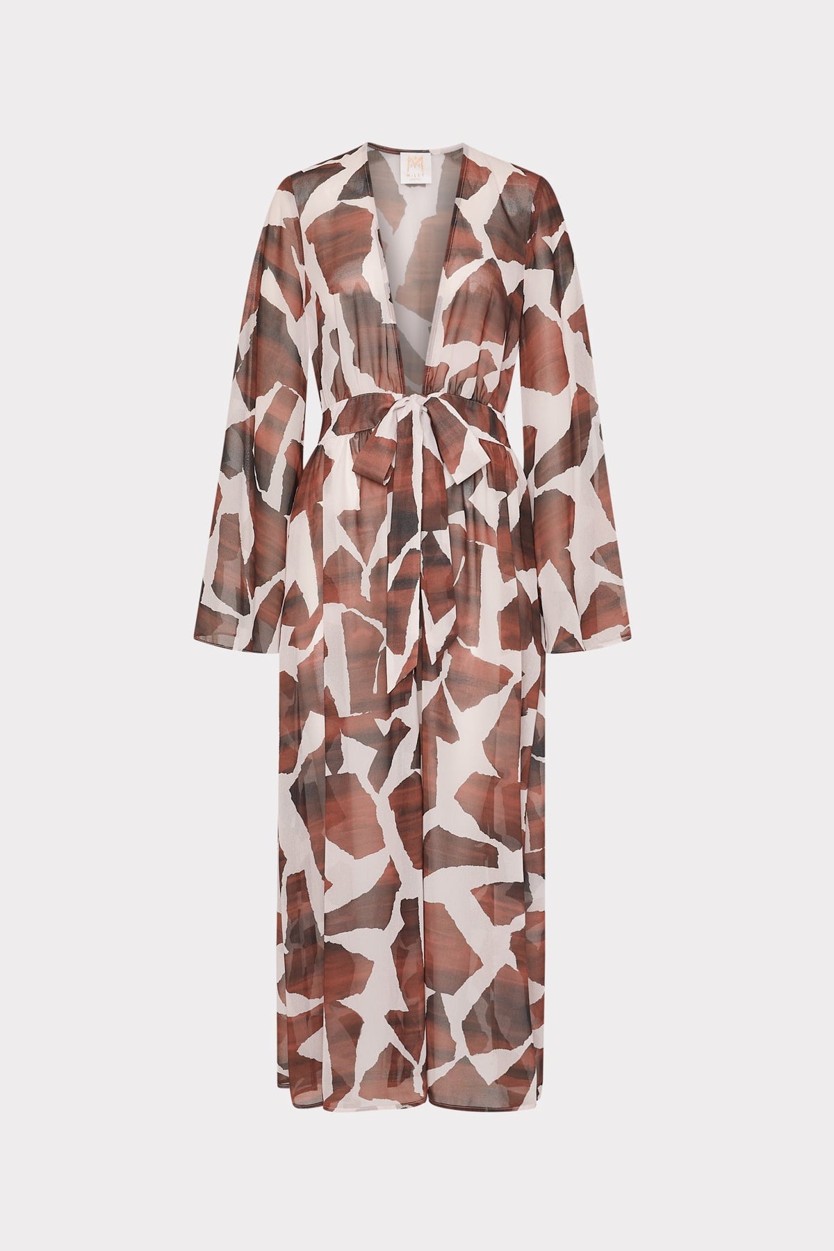 Vince Ocean Puzzle Chiffon Cover-Up Dress - Brown Multi