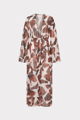 Vince Ocean Puzzle Chiffon Cover-Up Dress - Brown Multi