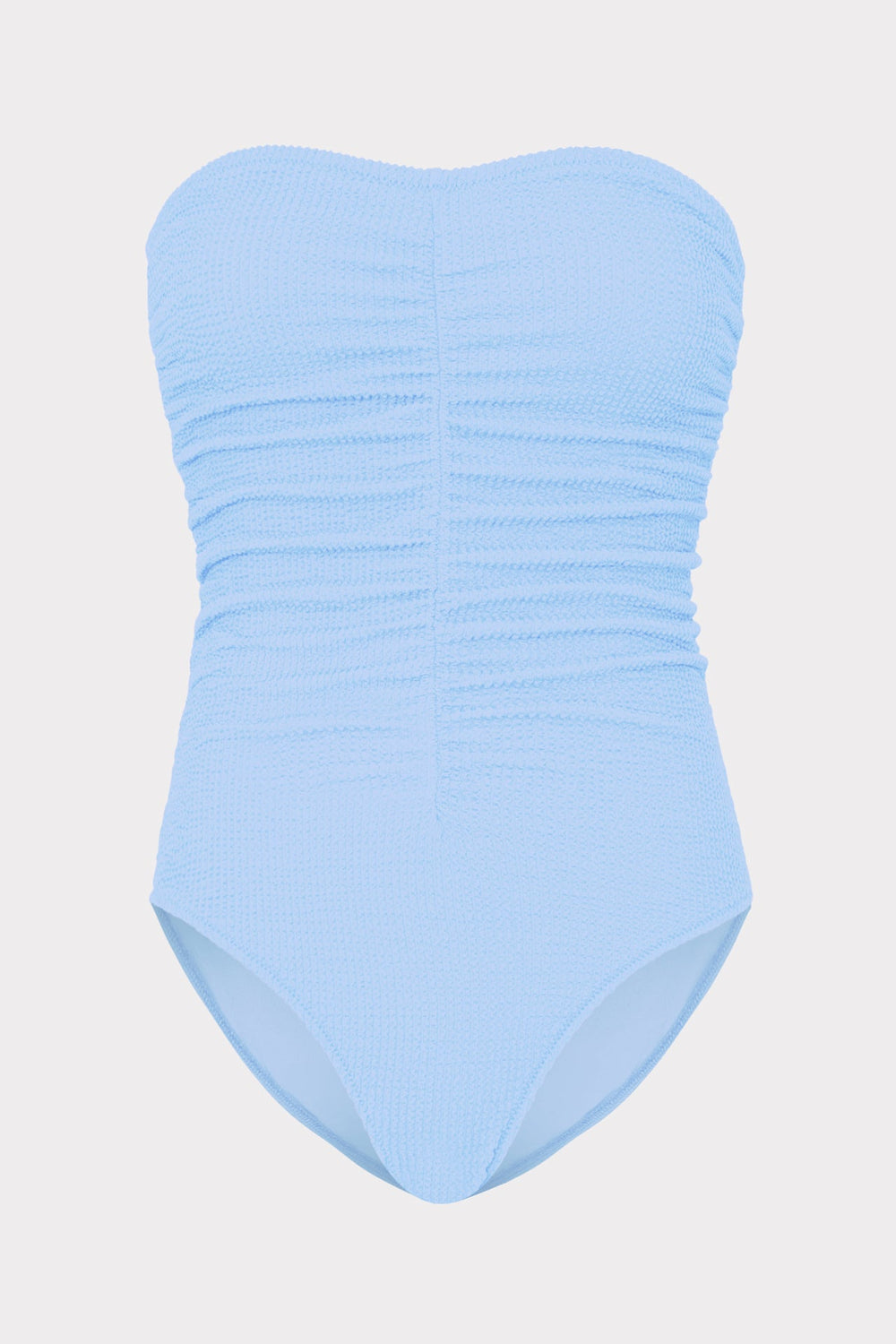 Textured Ruched One Piece - Light Blue