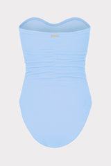 Textured Ruched One Piece - Light Blue