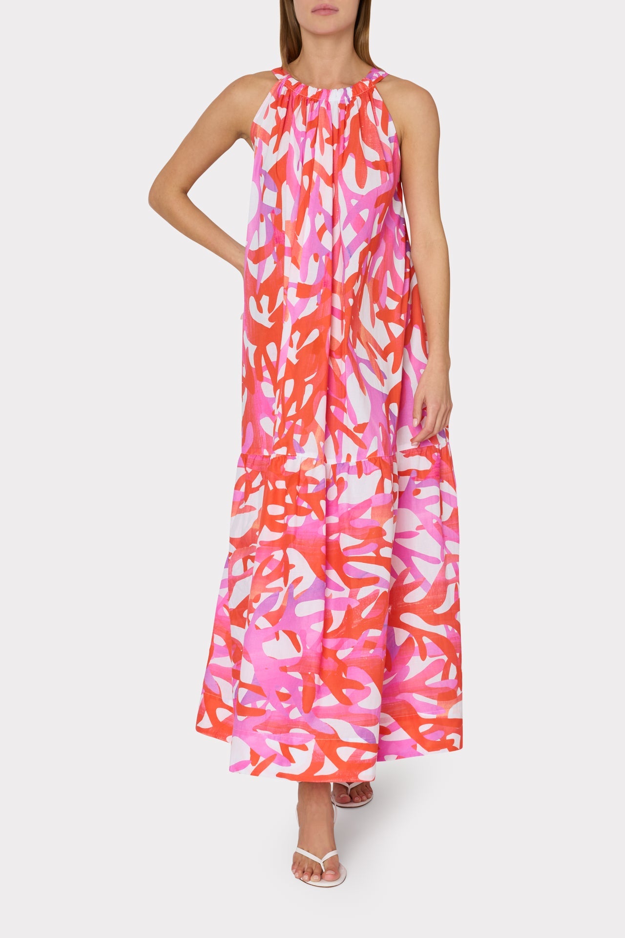 Under The Sea Halter Maxi Cover-Up Dress - Pink Multi