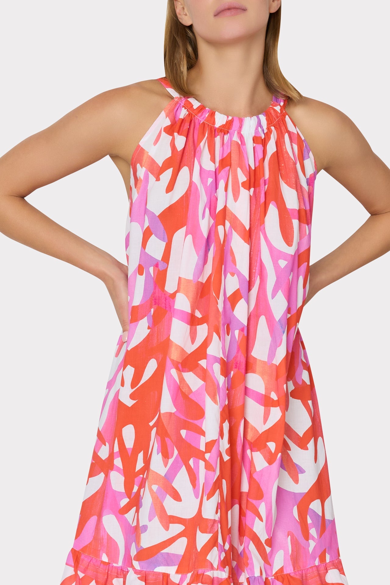 Under The Sea Halter Maxi Cover-Up Dress - Pink Multi