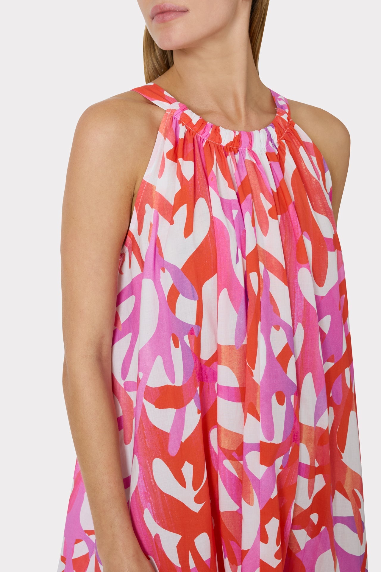 Under The Sea Halter Maxi Cover-Up Dress - Pink Multi