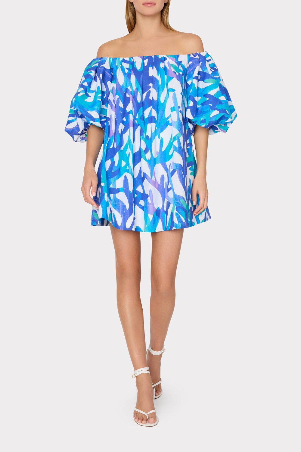 Jamie Under The Sea Off The Shoulder Mini Dress - Blue Multi