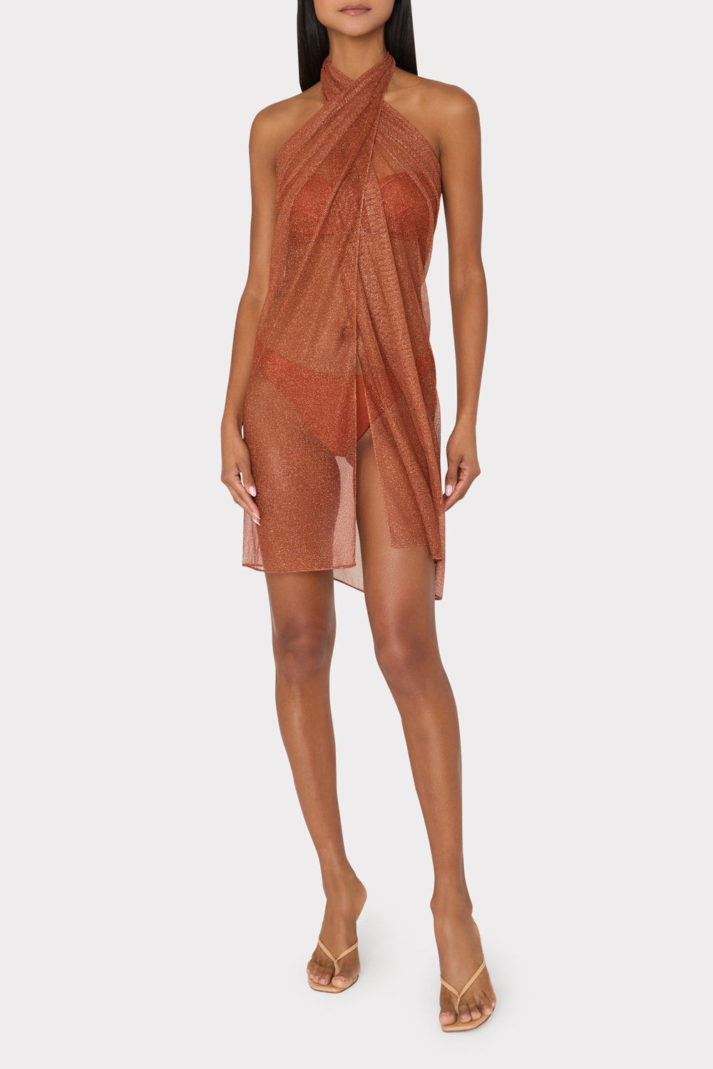 Metallic Mesh Sarong - Copper