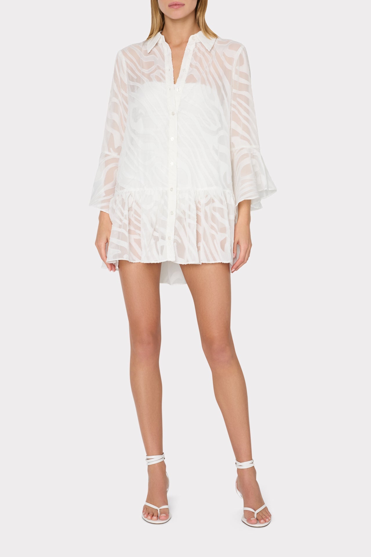 Vierra Zebra Burnout Cover-Up Dress - White