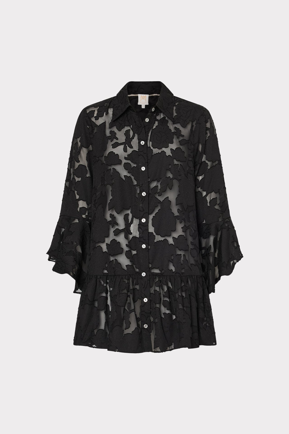 Vierra Black Rose Burnout Cover-Up Dress - Black