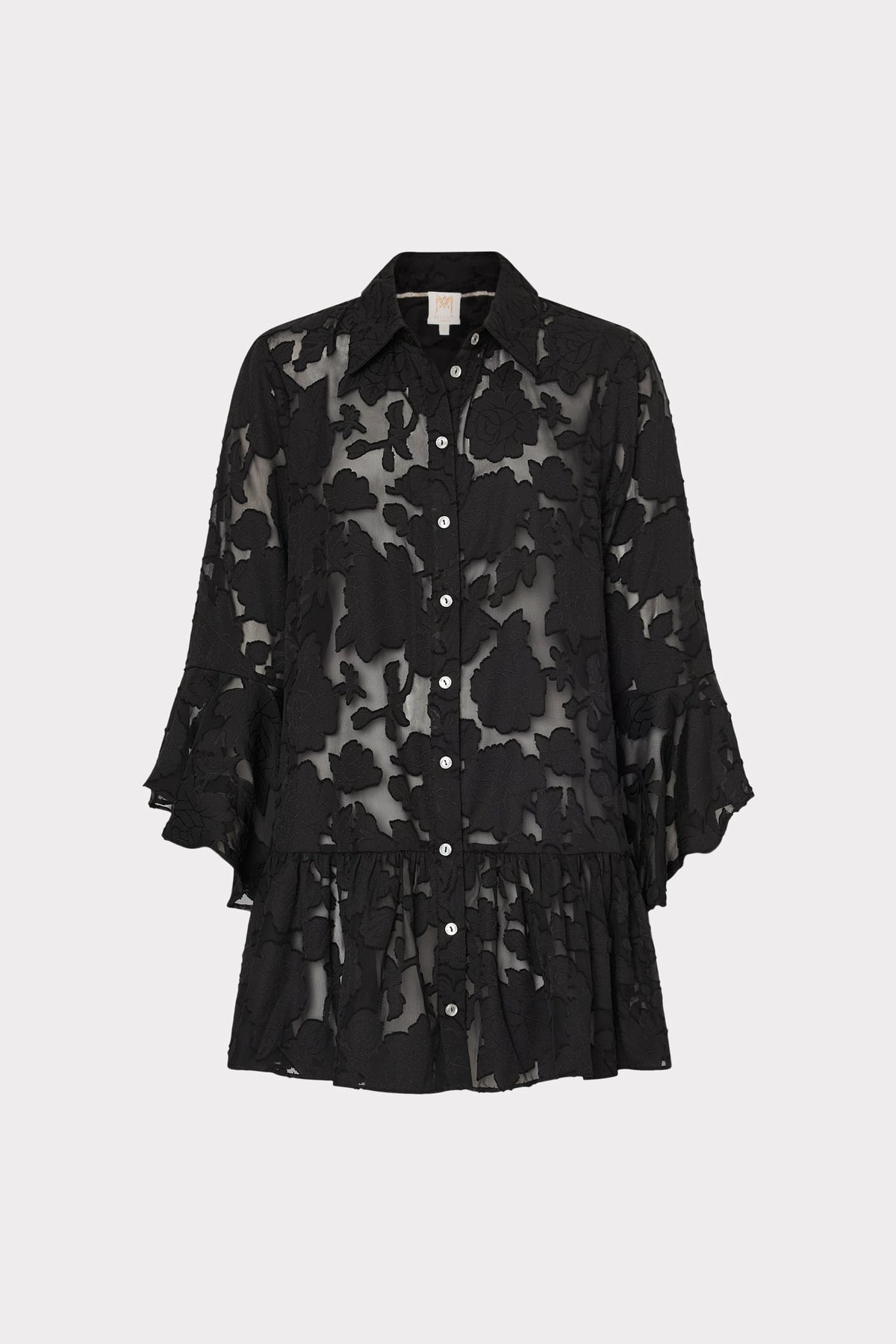Vierra Black Rose Burnout Cover-Up Dress - Black