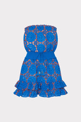 Verity Two Tone Geo Eyelet Cover-Up Dress - Cobalt/Coral