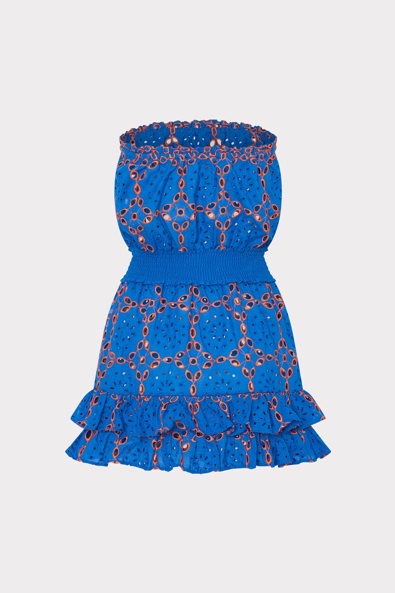 Verity Two Tone Geo Eyelet Cover-Up Dress - Cobalt/Coral
