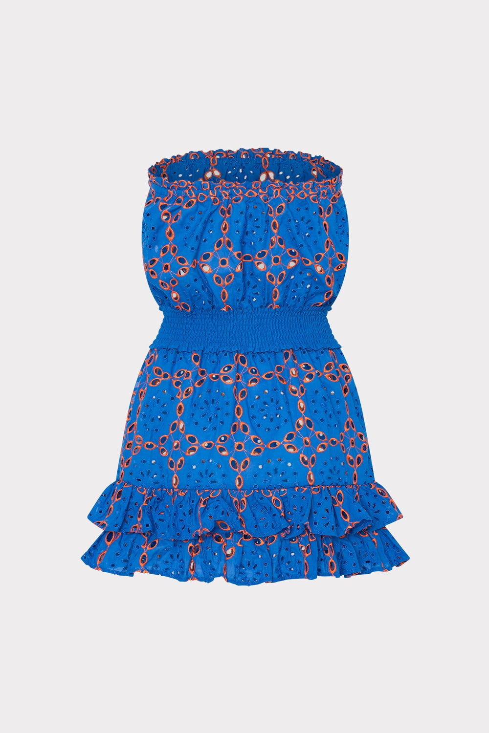 Verity Two Tone Geo Eyelet Cover-Up Dress - Cobalt/Coral