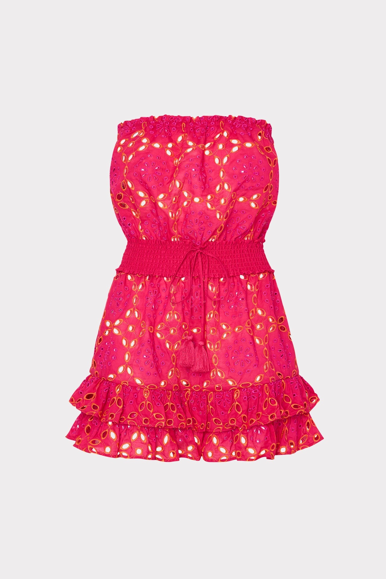 Verity Two Tone Geo Eyelet Cover-Up Dress - Pink/Coral