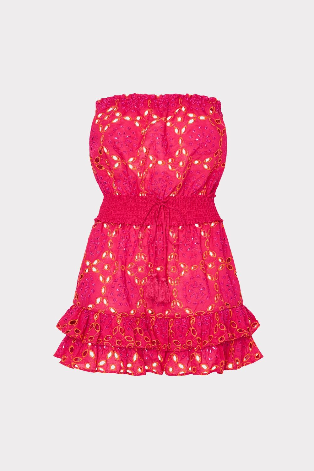 Verity Two Tone Geo Eyelet Cover-Up Dress - Pink/Coral