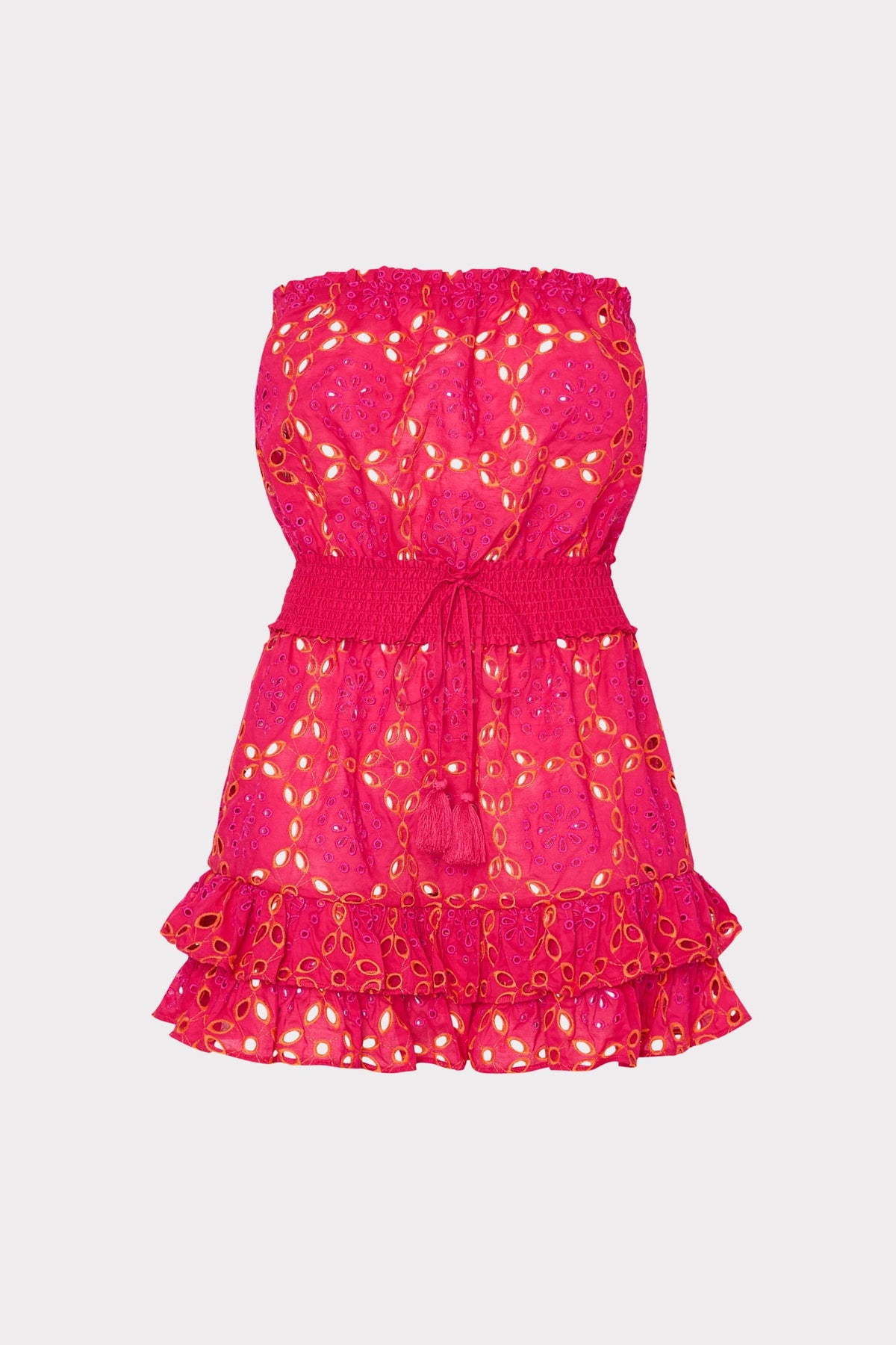 Verity Two Tone Geo Eyelet Cover-Up Dress - Pink/Coral