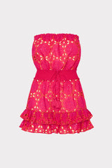 Verity Two Tone Geo Eyelet Cover-Up Dress - Pink/Coral
