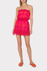 Verity Two Tone Geo Eyelet Cover-Up Dress - Pink/Coral