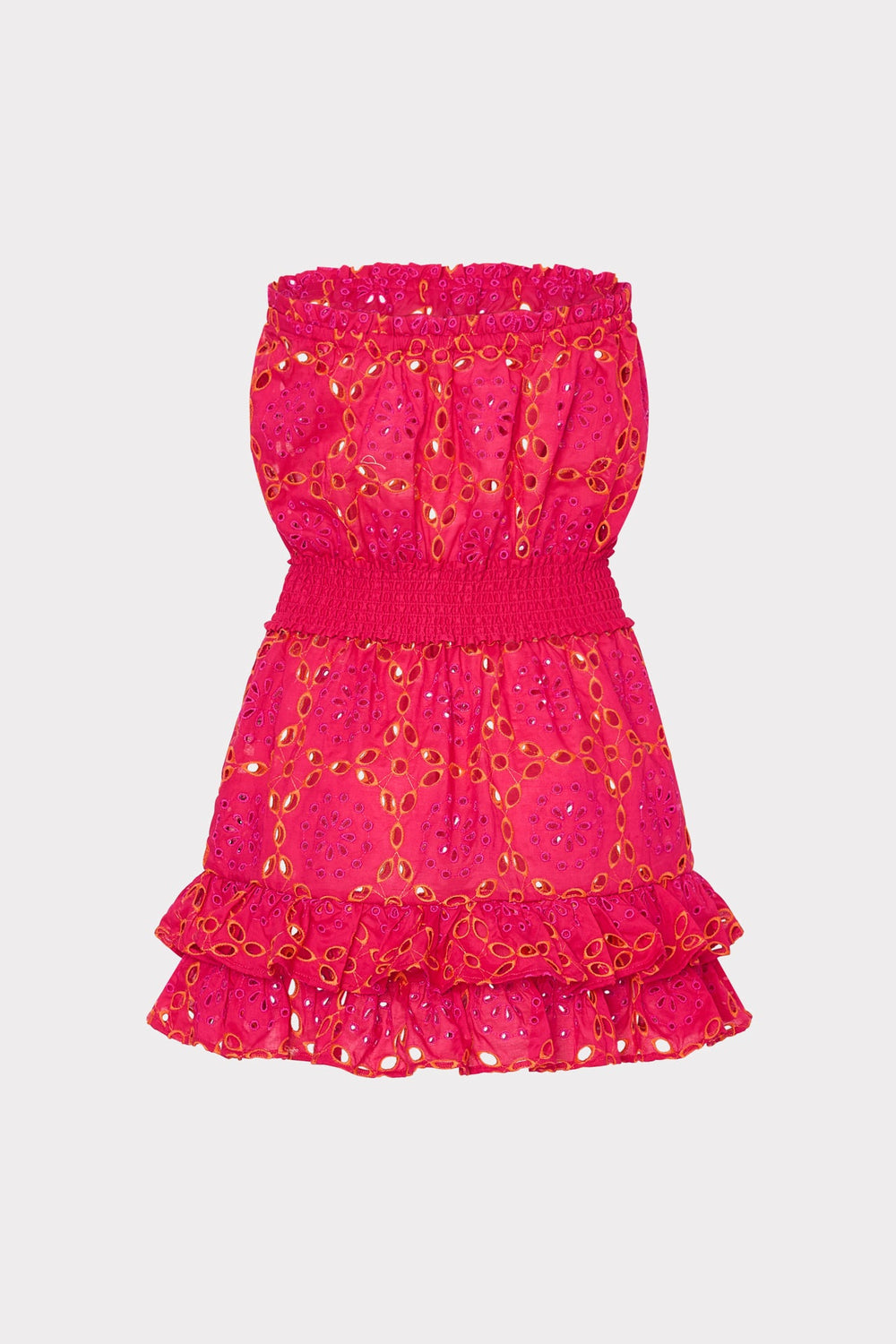 Verity Two Tone Geo Eyelet Cover-Up Dress - Pink/Coral