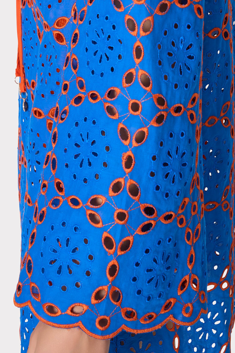 Viara Two Tone Geo Eyelet Cover-Up Dress - Cobalt/Coral