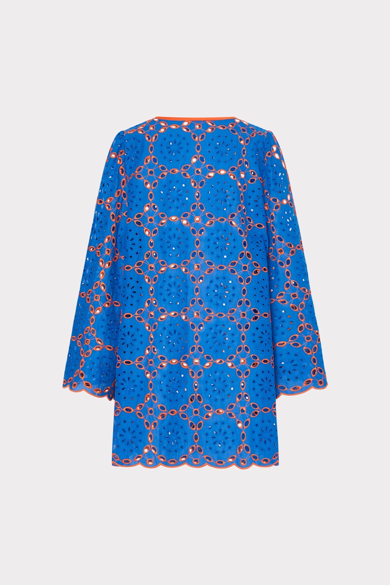 Viara Two Tone Geo Eyelet Cover-Up Dress - Cobalt/Coral